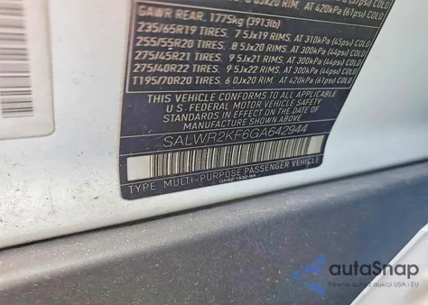 2016 Land Rover Range Rover Sport Hse from USA, damaged, VIN SALWR2KF6GA642944